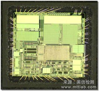 美信檢測集成電路失效分析：塑封芯片裸片電路結構光學顯微圖